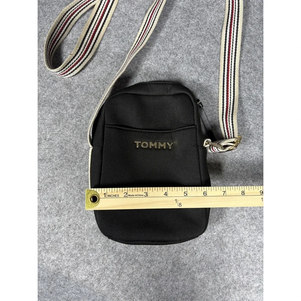 Tommy Hilfiger‎ Crossbody Camera Bag Small Black Striped Webbing Strap